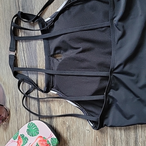 Black & White Mesh One Piece Swim - Picture 9 of 12